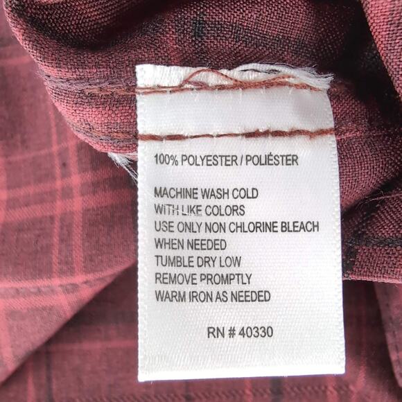 Haggar Clothing Mens Red Plaid Checkered Button Down Short Sleeve Shirt - Size L - Picture 8 of 12